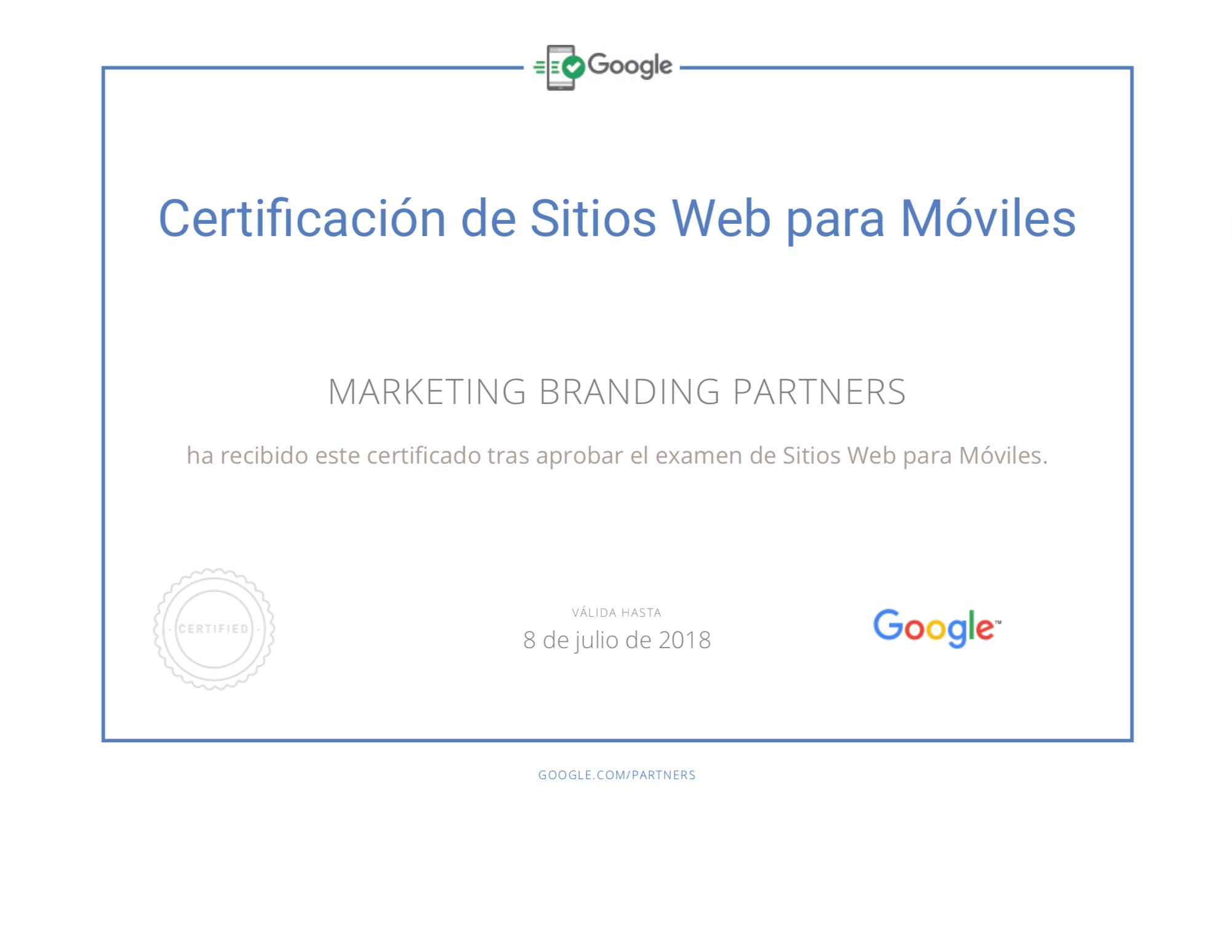 certificado google, sitios web para moviles, certificado google adwords